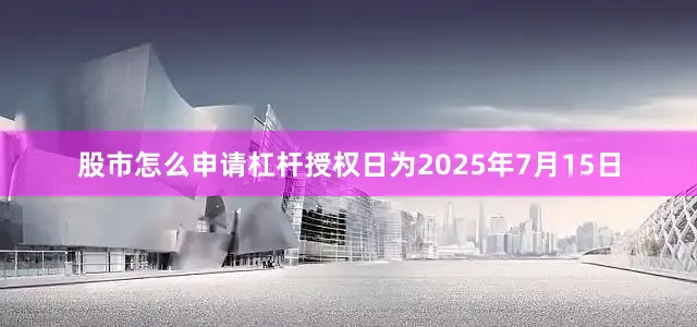股市怎么申请杠杆授权日为2025年7月15日